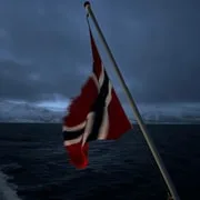 Norwegian flag and fjord photographed by guest virginio